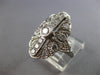 ANTIQUE LARGE .85CT DIAMOND 14KT WHITE GOLD 3D FILIGREE FLORAL FUN RING #28141