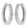 ESTATE .27CT DIAMOND 18KT WHITE GOLD 3D CLASSIC CHANNEL PRONG HUGGIE EARRINGS