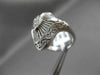 ANTIQUE LARGE OLD MINE DIAMOND 14KT WHITE GOLD FILIGREE NORTH SOUTH RING #19850