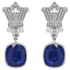 LARGE 8.12CT DIAMOND & AAA SAPPHIRE 18KT WHITE GOLD CUSHION & ROUND FUN EARRINGS