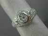 ESTATE WIDE .50CT DIAMOND 14KT WHITE GOLD CLUSTER OVAL MILGRAIN FRIENDSHIP RING
