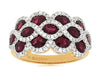 WIDE 3.53CT DIAMOND & AAA RUBY 14KT 2 TONE GOLD 3 ROW INFINITY FUN COCKTAIL RING