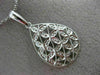 ESTATE .14CT DIAMOND 14KT WHITE GOLD FILIGREE TEAR DROP FLOWER FLOATING PENDANT