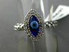 ESTATE .16CT DIAMOND & EVIL EYE 14KT WHITE GOLD 3D LUCKY FLEXIBLE WOVEN FUN RING