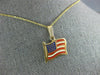 ESTATE RED WHITE & BLUE ENAMEL 14KT YELLOW GOLD 3D AMERICAN FLAG PENDANT #25306