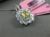 ESTATE GIA 1.36CT WHITE & FANCY YELLOW DIAMOND 18KT WHITE GOLD 3D FLOWER PENDANT