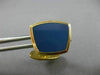 ESTATE AAA BLUE CHALCEDONY 18KT YELLOW GOLD 3D CLASSIC SQUARE MEN'S CUFFLINKS