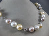 ESTATE .69CT DIAMOND & AAA MULTI COLOR PEARL 14KT WHITE GOLD ETERNITY NECKLACE