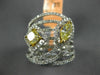 ESTATE LARGE 1.96CT WHITE & FANCY YELLOW DIAMOND 18K TWO TONE GOLD LEAF RING