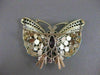 ANTIQUE LARGE DIAMOND RUBY SAPPHIRE TURQUOISE 14K W&Y GOLD BUTTERFLY PIN #2187