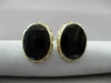 ANTIQUE LARGE 14KT YELLOW GOLD OVAL AAA ONYX FILIGREE EARRINGS BEAUTIFUL #22565