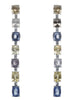 29.0CT DIAMOND & AAA MULTI COLOR SAPPHIRE 18K WHITE GOLD 3D FUN HANGING EARRINGS