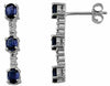 ESTATE 1.62CT DIAMOND & AAA SAPPHIRE 14K WHITE GOLD THREE STONE HANGING EARRINGS