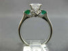 ESTATE 1.35CT DIAMOND & AAA EMERALD 14KT WHITE GOLD THREE STONE ENGAGEMENT RING