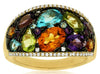 ESTATE WIDE 4.58CT DIAMOND & AAA MULTI GEM 14KT YELLOW GOLD MULTI SHAPE FUN RING