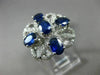 ESTATE LARGE 2.48CT DIAMOND & SAPPHIRE 18K WHITE GOLD 3D SQUARE FLOWER LOVE RING
