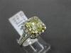 ESTATE LARGE 2.96CT GIA FANCY YELLOW DIAMOND 18K TWO TONE GOLD ENGAGEMENT RING