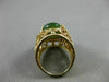 ANTIQUE LARGE AAA GREEN JADE 14KT YELLOW GOLD FILIGREE FLOWER FUN RING #19565