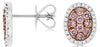 0.84CT WHITE & PINK DIAMOND 14KT WHITE & ROSE GOLD CLUSTER CLASSIC STUD EARRINGS