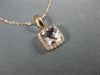 ESTATE .96CT DIAMOND & AAA MORGANITE 14KT ROSE GOLD SQUARE HALO FLOATING PENDANT