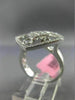 ESTATE LARGE .68CT ROUND PRINCESS DIAMOND 18K WHITE GOLD 3D SQUARE OPEN FUN RING