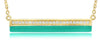 ESTATE .09CT DIAMOND & GREEN ENAMEL 14KT YELLOW GOLD 3D CLASSIC BAR FUN NECKLACE