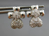 ESTATE .65CT DIAMOND 14K WHITE GOLD 3D CLASSIC PAVE HEART FLOWER EARRINGS #16559