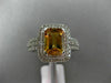 ESTATE  2.14CT DIAMOND & AAA CITRINE 14KT WHTIE GOLD DOUBLE HALO ENGAGEMENT RING
