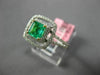 ESTATE .74CT DIAMOND & AAA EMERALD 18KT 2 TONE GOLD DOUBLE HALO ENGAGEMENT RING