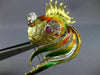 ANTIQUE EXTRA LARGE 1.16CT DIAMOND & RUBY 18KT TWO TONE GOLD FISH BROOCH #21891