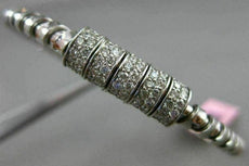 ESTATE 1.20CT DIAMOND 14K WHITE GOLD 3D MULTI ROW SWIRL FLEXIBLE BANGLE BRACELET