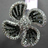 ESTATE LARGE 2.52CTW BLACK & WHITE DIAMOND 18KT WHITE GOLD 3D FLOWER FUN RING