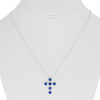 LARGE 2.17CT DIAMOND & AAA SAPPHIRE 14KT WHITE GOLD CLASSIC ROUND CROSS NECKLACE