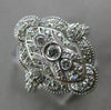 ESTATE WIDE .52CT DIAMOND 14KT WHITE GOLD 3D FILIGREE ETOILE MILGRAIN RING F/G