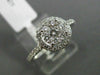 ESTATE WIDE .54CT DIAMOND 18KT WHITE GOLD 3D CLUSTER HALO ROUND ENGAGEMENT RING