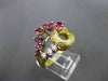 ANTIQUE .76CT OLD MINE DIAMOND & RUBY 18K TWO TONE GOLD COCKTAIL FUN RING #19257