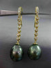 ESTATE LARGE .36CT DIAMOND 18KT YELLOW GOLD AAA TAHITIAN PEARL HANGING EARRINGS