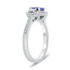 ESTATE 1.43CT DIAMOND & AAA TANZANITE 14K WHITE GOLD THREE STONE ENGAGEMENT RING