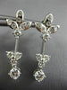 ANTIQUE 1.15CT DIAMOND 18KT WHITE GOLD 3D FLOWER LEAF HANGING EARRINGS #9453