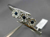 ESTATE WIDE 2.60CT DIAMOND & SAPPHIRE 14KT WHITE GOLD 3 FLOWER BANGLE BRACELET