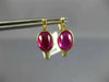 4.0CT AAA SYNTHETIC RUBIES 14KT YELLOW GOLD 3D OVAL HOOP HANGING EARRINGS #24386