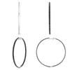 LARGE 5.44CT BLACK DIAMOND 14K WHITE GOLD ROUND INSIDE OUT HOOP HANGING EARRINGS