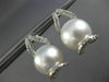 ESTATE LARGE .4CT DIAMOND & AAA SOUTH SEA PEARLS 18K WHITE GOLD HANGING EARRINGS