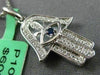 ESTATE .93CT DIAMOND & AAA SAPPHIRE 14K WHITE GOLD HAMSE LUCKY FLOATING PENDANT