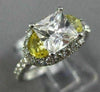 ESTATE 2.19CT DIAMOND & AAA YELLOW SAPPHIRE 14KT WHITE GOLD 3D ENGAGEMENT RING