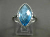 ESTATE 4.54CT DIAMOND & AAA BLUE TOPAZ 14KT WHITE GOLD 3D MARQUISE HALO FUN RING