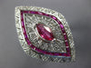 ESTATE EXTRA LARGE 3.88CT DIAMOND & AAA RUBY 14KT WHITE GOLD MARQUISE SHAPE RING