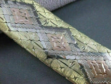 ANTIQUE WIDE & LONG 14KT WHITE YELLOW & ROSE GOLD HAND CRAFTED BRACELET #22190