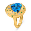 EXTRA LARGE 4.19CT MULTI GEM 14K YELLOW GOLD 3D TRILLION & ROUND ETOILE FUN RING