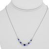 1.73CT DIAMOND & AAA SAPPHIRE 14KT WHITE GOLD 11 STONE BEZEL ADJUSTABLE NECKLACE